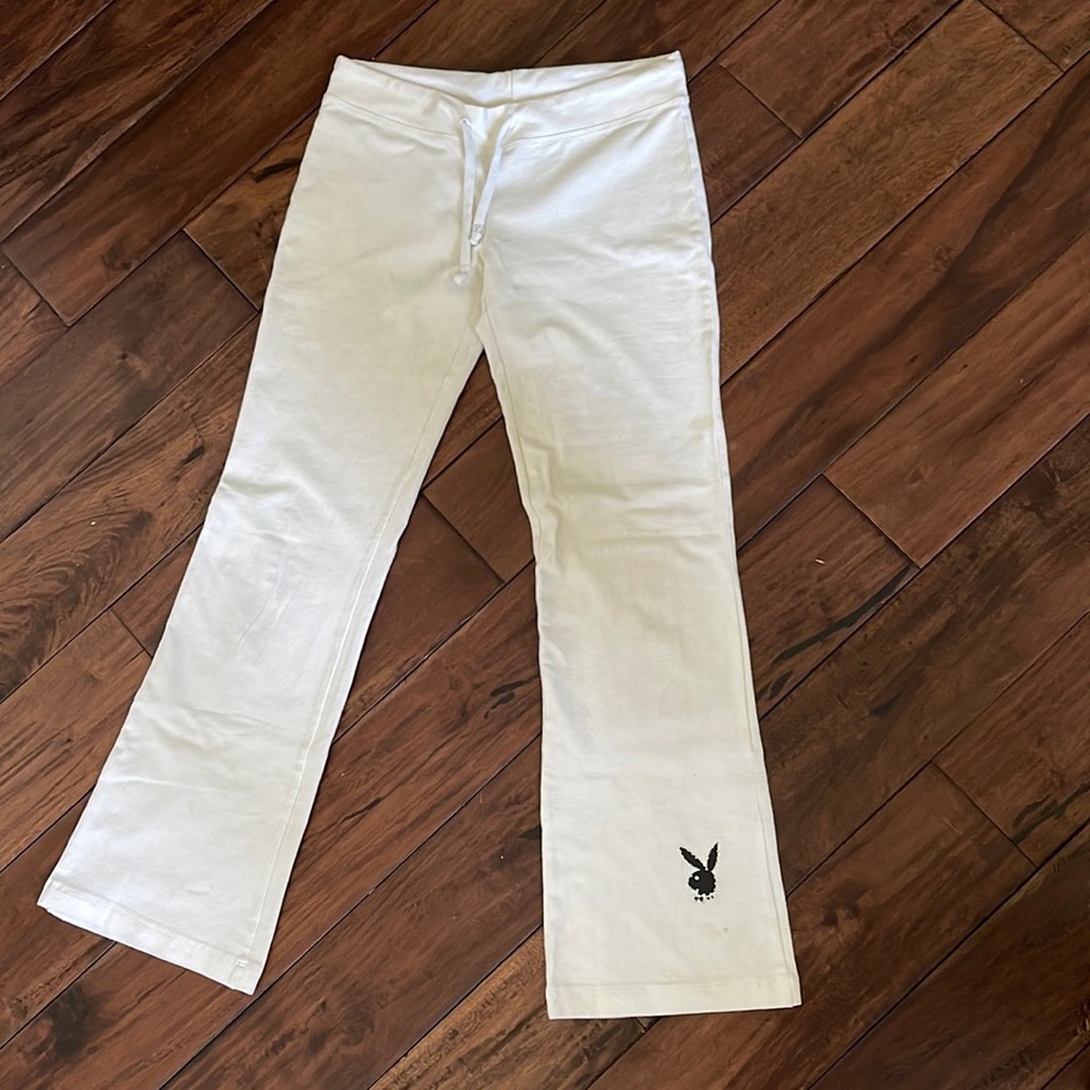 white playboy yoga pants